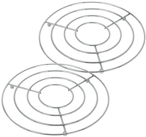 com-four® 2X Topfuntersetzer aus Metall - runder Untersetzer für Töpfe, Pfannen oder Teekannen - Ø 20 cm (2 Stück - silberfarben)