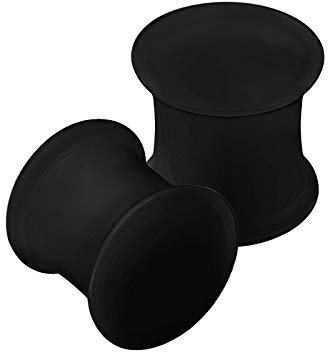 KJM FASHION 2PCS Silicone Black 0g 8mm Double Flared Saddle Earring Stretcher Ear Gauge Plug Earring Lobe Piercing Jewellery 2667