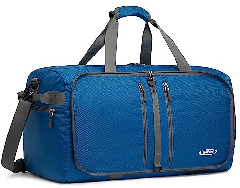 G4Free Sac de Sport Pliable de 40 L/65 L, Sac à Dos de Voyage Hydrofuge, Sac de Transport léger pour la Nuit, Le Week-End, Le Sport, Homme et Femme, Noir foncé, 40 l