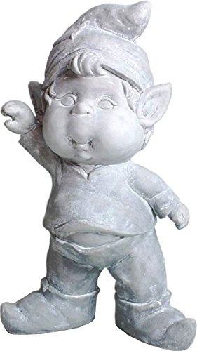 UDIG Süßer Kobold, Keramik, grau, 41 cm, Gartenzwerg Skulptur Dekofigur Garten Figur