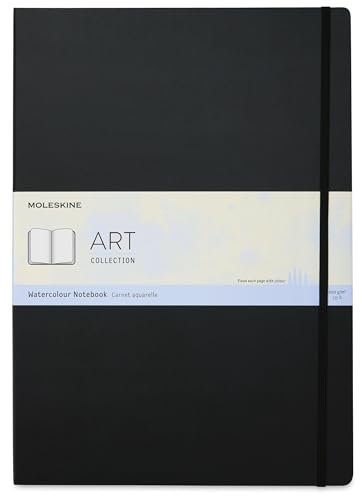 Moleskine 29.7 x 42 cm A3 Size Watercolour Notebook Classic Watercolour Notebook, Paper Suitable for Watercolour Pencils and Paints Hard Cover and Elastic Closure, Colour Black, 60 Pages