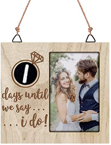 Wallfire Hochzeits-Countdown-Bilderrahmen, personalisierter Countdown-Kalender, Verlobungsgeschenk, Brautparty, Geschenk für 15,2 x 10,2 cm große Fotos