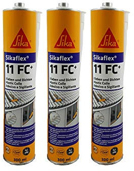 Sika 3 x Sikaflex 11FC+ à coller et à sceller pour l'intérieur et l'extérieur 300 ml Noir