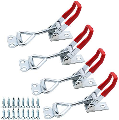 Toggle Morsetto 4 Pezzi Orizzontale Antiscivolo Morsetti a Ginocchiera con 16 Viti Utilizzato in Cassette Degli Attrezzi Armadi Porte Scatole di Immagazzinaggio e Scatole Senza Serratura