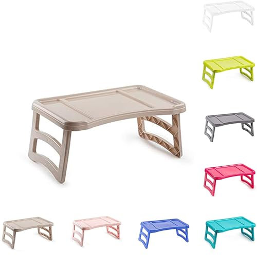 PLASTIFIC Tray with Legs Folding Table for Breakfast or Lunch in Bed Holder for Phone, Tab, Eating, Writing, Reading, Working on Bed | 51 x 33 cm, One Size (Taupe)