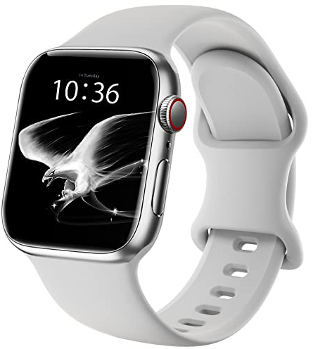 DigiHero Sport Band Soft Silicone Compatible with Apple Watch Straps | Series 12 11 10 9 8 7 6 5 4, SE 3 2 1, Replacement iWatch Strap 40mm 42mm 44mm 46mm 41mm 45mm 38mm Women Men, Gray