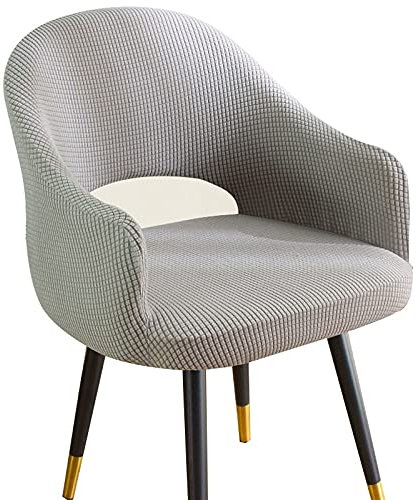 Stuhlbezug Mit Armlehne Bürostuhl Stuhlhussen 1/4/6er Set Grau/WeiB Stretch rund Rückenlehne Wasserdicht Stuhlabdeckung Hussen für Hotel Restaurant Dekor Cafe (Color : D, Size : 2PCS)