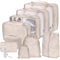 Toifucos 10pcs/set Packing Cubes for Suitcase - Waterproof Travel Compression Bags (Beige)