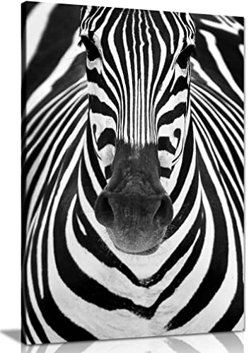 Panther Print Fine Art Prints Black & White Zebra Close Up Artistic Framed Canvas Print, Pictures for Home Walls, Bedroom, Living Room & Bathroom Decor 31x20cm (12x8in)