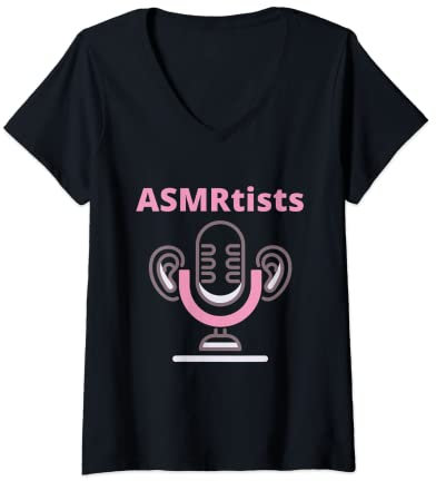 Donna ASMR stuff ASMRtists Microfono con orecchie Maglietta con Collo a V