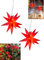Stephans Möbelbörse 2x LED 3D Leuchtstern zum hängen - Ø12cm - Weihnachtsstern beleuchtet Fenster Deko Advent Stern - mit Batterie und Timer Rot