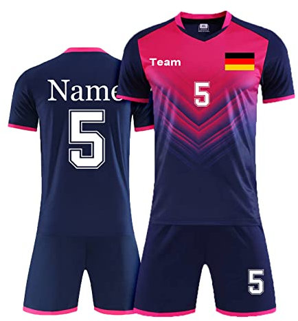 LAIFU personalisiertes Fußballtrikot mit Namensnummer Logo für Kinder Erwachsene Männer Frauen Personalisierte Fußballshirt und Short (Navy Blue)