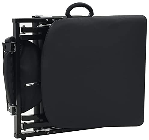 RONGQI Gesichtsbehandlungsstuhl Tragbar Kunstleder, Massageliege, Kosmetikliegen, Tattoostuhl, Medizinische Liege, 185x78x76cm Schwarz