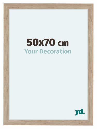 yd. Bilderrahmen 50x70 cm Eiche Hell - MDF Rahmen Como | Your Decoration, Acrylglas aus Kunststoff, Wandmontage, Geeignet für Fotos, Poster und Puzzles, Made in Holland