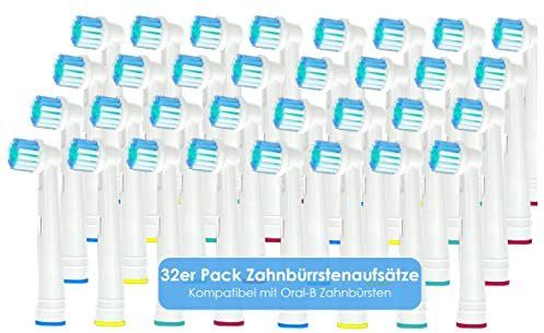 Ersatz Aufsteckbürsten für Oral B elektrische Zahnbürsten SPARPACK softe Borste Ersatzbürsten Zahnbürstenkopf Wechselköpfe Zahnbürstenaufsatz Set kompatibel mit allen Oral-B (32)