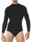 TiaoBug Herren Latein Body Langarm Oberteil Hemd mit Kragen Ballettanzug Stringbody Ballett Trikot V-Ausschnitt Gymnastik Leotard Glänzend Kostüm Schwarz E 3XL