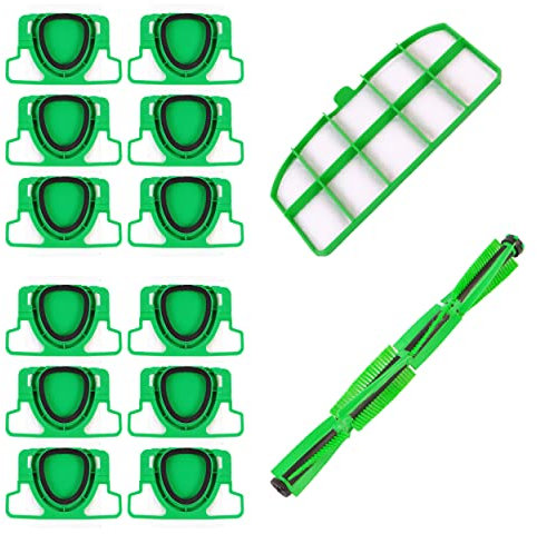 Set di pezzi di ricambio di alta qualità per aspirapolvere Vorwerk Folletto 200-12, 1 filtro motore e 1 spazzola rotonda (rullo di ricambio) – Sacchetti multistrato, filtro ad alta efficienza