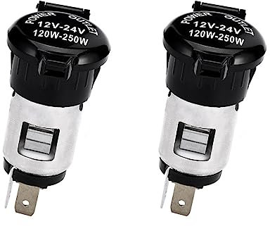 VOANZO uds Toma de Encendedor de Cigarrillos Resistente al Agua Grado Marino ATV RV 12V/24V CC Toma de Encendedor Toma de Corriente para Barco Moto Coche 120-250W
