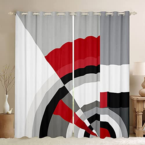 Homewish Tende per finestre con grafica geometrica astratta triangolare semicerchio tende e tende per camera da letto disposizione irregolare geometria tendaggi per finestre 2 pannelli