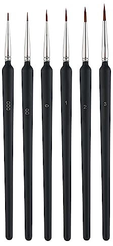 6pcs Fine Detail Paint Brush, Miniature Detail Paint Brushes with 6 Sizes Wooden Fine Tip Thin Paint Brush Set for Watercolor Painting Acrylic Face Paint Model Drawing (Matte Blue)