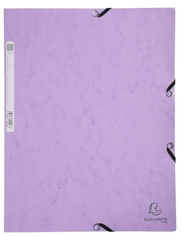 Exacompta - Réf. 55535E - Paquet de 5 chemises à élastiques - pochettes 3 rabats - en carte lustrée 400 g/m2 Aquarel - dimensions 24 x 32 cm pour documents au format A4 - couleur mauve