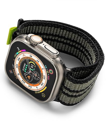 Ringke Sports Air Loop Compatible con Apple Watch Ultra 2/1, 10 46mm, 9/8 / 7 45mm, SE 44mm, Cinturino Polso Regolabile Traspirante Leggero Nylon Elastico - Burnt Olive