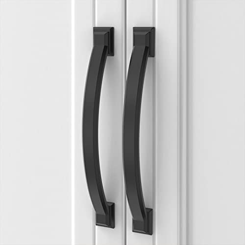 9BUILD 10 Pack 128mm Matte Black Cabinet Handles - Pulls, Drawer & Door Handles - Zinc Alloy - Suitable for Kitchen & Wardrobe
