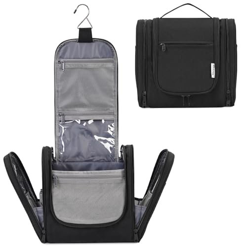 Narwey Trousse de Toilette Grande Sac de Toilette à Suspendre Trousse Maquillage Femme Organisateurs de Toilettes Trousse Toilette (Noir)