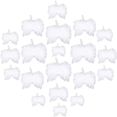 BDSHUNBF 20 Decoraciones Navideñas Blancas Fantasía Ángel Adorno de ala de Plumas Blancas, Decoración Navideña Adornos del Árbol, Decoraciones Colgantes, para Árbol de Navidad Decoración