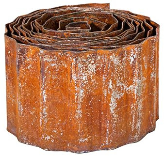 Rasenkante Rostmetall – 5,80 Meter Flexibles Metallband, 14 cm Hoch, Robust & Wetterfest, Ideal für Beet- und Rasenabgrenzung