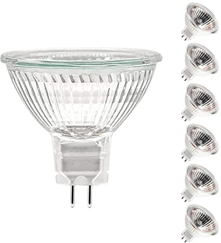 ETUOLMP Ampoule Halogène GU5.3 20W 12V, Ampoule MR16 Dimmable 280LM 2700K Blanc Chaud, Ampoule Halogene 2 Broches Couvercle en Verre pour Plafonnier, Pack de 6