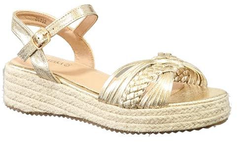 IVACHY Women's Braided Wedge Sandals - Espadrille Platform- Comfortable 4cm Heel, Adjustable Buckle Closure - Available in UK Sizes 3-7.5