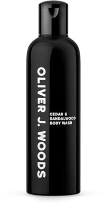 Cedar & Sandalwood Body Wash by Oliver J. Woods | High Foam PH Balanced Hydration Shower Gel For Sensitive Skin | Protect Skin From UV Radiation Damage, 250g