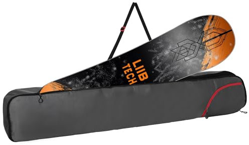 Navaris Snowboardtasche 170 - Snowboard Tasche - Skischuhtasche - Skitasche - Snowboard Taschen - Skisack - Boardbag Snowboard - 165 cm - Rot/Grau, Verstellbarer Schultergurt