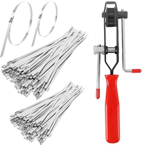 Pinza per Fascette Auto, Morsetto per Stivale CV Portatile Portatile Attrezzo per Fascette Automobilistiche Fascette Inox Pinza 200 pezzi Fascette in Acciaio Inox Pistola per Fascette Metalliche (1)