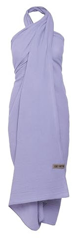 KNIT FACTORY - Liv Pareo/XL Schal - Strandtuch, XXL Schal und Pareo in einem - Multifunktionales Musselintuch - Sommer handtuchkleid - Damen Pareo aus 100% Bio-Baumwolle - Bright Lila