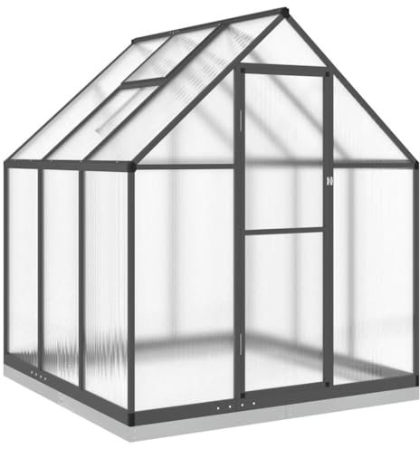 vidaXL Serre avec Cadre de Base Anthracite 169x169x202 cm Aluminium, Serre en Polycarbonate, Serre de Bricolage, abri de Serre, Serre portative