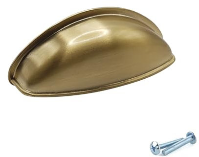 M4TEC Bedroom Furniture Cup Kitchen Cabinet Door Handles for Cupboard Door Handles, and Drawers, Kitchen Furniture Brushed Brass Pull Handles - VG3 Series: 64mm