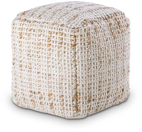 Amago home Sitzpouf quadratisch Sitzhocker Jute 40x40x40cm Deko Hocker Natur Jutehocker Bodenkissen Fußhocker