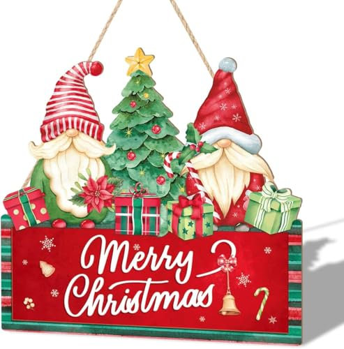 ANHUIB Holzschild Frohe Weihnachten,Fenster Wand Christmas Sign,Merry Christmas Willkommensschild,Weihnachten Tür hängende Deko,Holz-Aufhänger mit Schriftzug Weihnachten,Weihnachtsschild Dekoration
