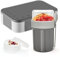 XJIANFU Brotdose Kinder mit Fächern,900ml Auslaufsichere Bento-Box und Müslibecher to Go 350ml+450ml,Auslaufsicherer Lunchbox und Müslibecher Set(1270+3545-Grey)