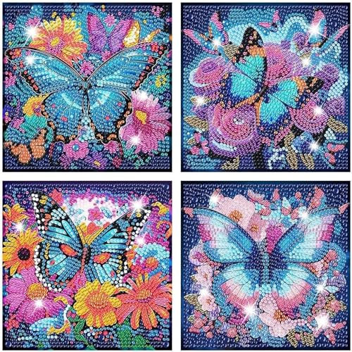 SenaiMy 4 Piezas 5D Diamond Painting Niños Kit Completo, Kits de Pintura de Diamantes, DIY Diamond Painting Kit Completo, Diy Animales Pintura Diamante Infantil, Kits de Arte de Diamantes(15x15cm)