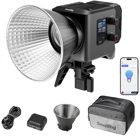 SMALLRIG RC 220D Pro 220W COB Video Light, Daylight Continuous Output Light 5600K, CRI 95+, Design Modulare del Corpo Luce con Attacco Bowens, 3 Metodi di Alimentazione, Controllo Tramite App - 4626