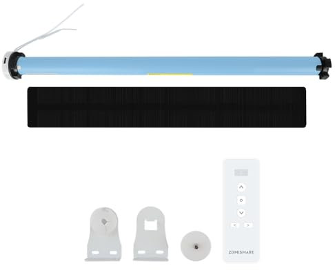 YoumiAi Wiederaufladbarer 38-mm-Rollladen-Motor, solarbetrieben, 7 kg, elektrischer Rohrladenschirm, Timer/Stimme, Homekit-Steuerung über ZMHK01/M1 Nabe, Tuya Zigbee Hub benötigt (mit Solarpanel + R1)