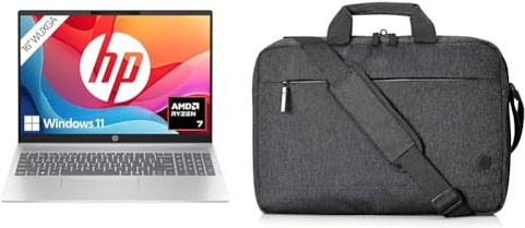 HP Pavilion Laptop, 16 WUXGA-Display, AMD Ryzen 7 8840U, 16 GB DDR5 RAM, 512 GB PCIe NVMe SSD, AMD Radeon Graphics, QWERTZ, Windows 11 Home, Silber Prelude Pro 17,3 Zoll Laptop-Tasche, Schwarz