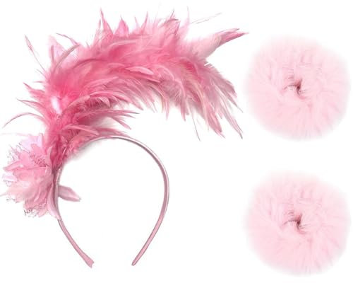 1 Bandeau En Plumes Et 2 Élastiques À Cheveux, Accessoires Pour Cheveux Rétro, Accessoires Pour Cheveux Élés Pour Femmes, Adaptés Aux Fêtes, Danses Et Cocktails.