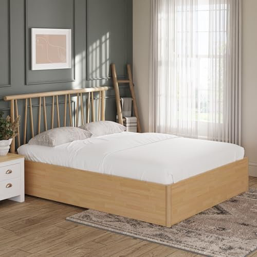 GFW Fusum Spindle Ottoman Lift Up Storage Bed Gas Lift 4ft6 Double Bedroom Oak