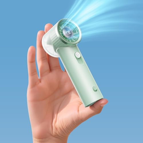 RANVOO Mini ventilador portátil y potente de refrigeración de 0 a 100 velocidades, mini personal recargable para viajes al aire libre, mini ventilador de mano, verde brillante