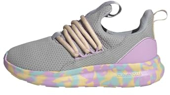 adidas Lite Racer Adapt 7.0 Kinder Sneaker, Grau, Orange / Flieder, 33.5 EU