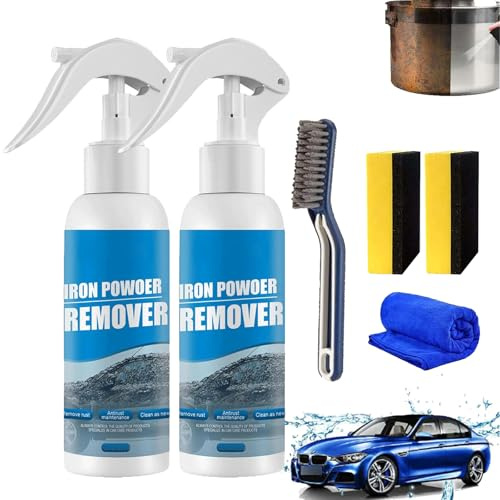 Iron Powder Remover, Ouhoe Auto-rostentfernungsspray, Ouhoe Rostentferner, Rust Remover Spray Auto, Car Rust Removal Spray, Rostentferner für Metall/Fahrrad/Au-to/Fahrradkette (2pcs-100ml)